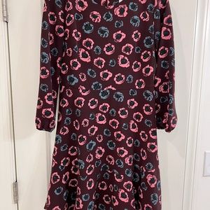 Loft Outlet Career Floral Flowy Flare Graphic Abstract Long Sleeve Dress--Size 4